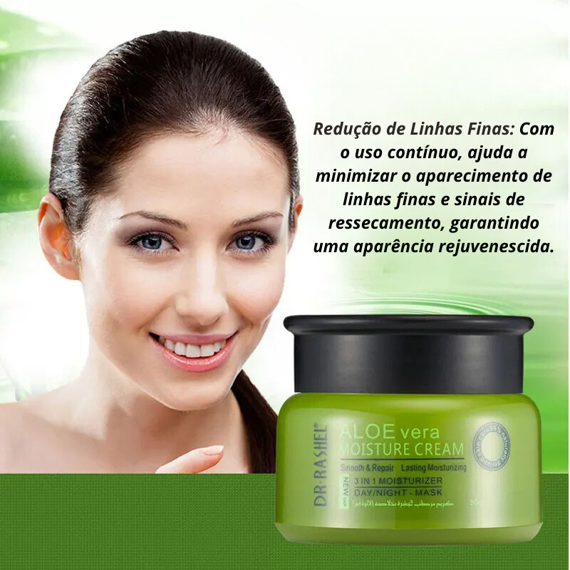 Creme Facial Natural de Aloe Vera – Tratamento para Acne, Hidratante, Reparador After Sun, Clareador e Suavizante