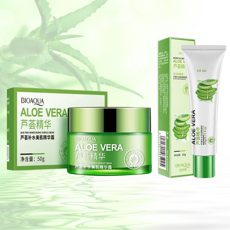 Kit Aloe Vera Cuidados Faciais - Gel Hidratante Para os Olhos e Creme