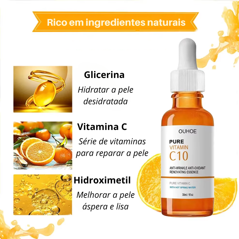 Sérum Clareador e Firmador Vitamina C - Removedor de Rugas e Linhas Finas