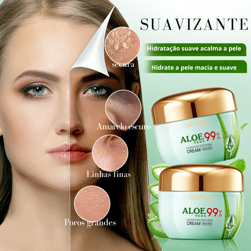 Creme Facial Hidratante Calmante e Rejuvenescedor de Aloe Vera 99% - 50g