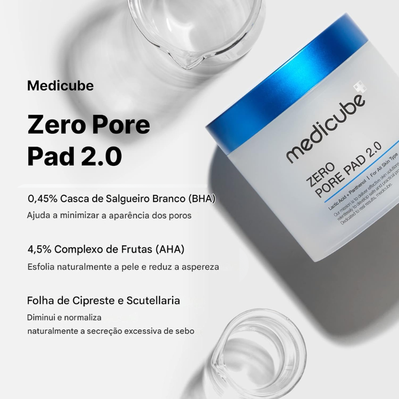 Medicube Zero Pore Pad 2.0 – Tônico Esfoliante em Disco para Poros Visivelmente Menores