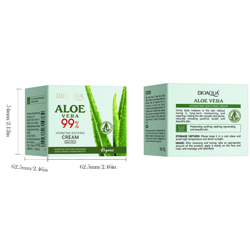 Creme Facial Hidratante Calmante e Rejuvenescedor de Aloe Vera 99% - 50g