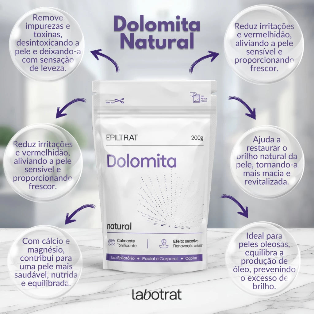 Labotrat Dolomita Cosmética 200g – Argila Clareadora para Tratamento Facial e Corporal