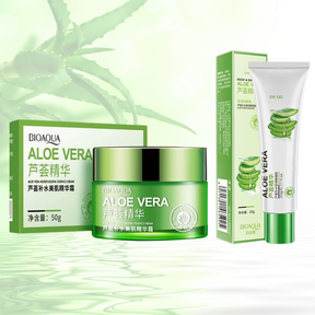 Kit Aloe Vera Cuidados Faciais - Gel Hidratante Para os Olhos e Creme Facial Antienvelhecimento