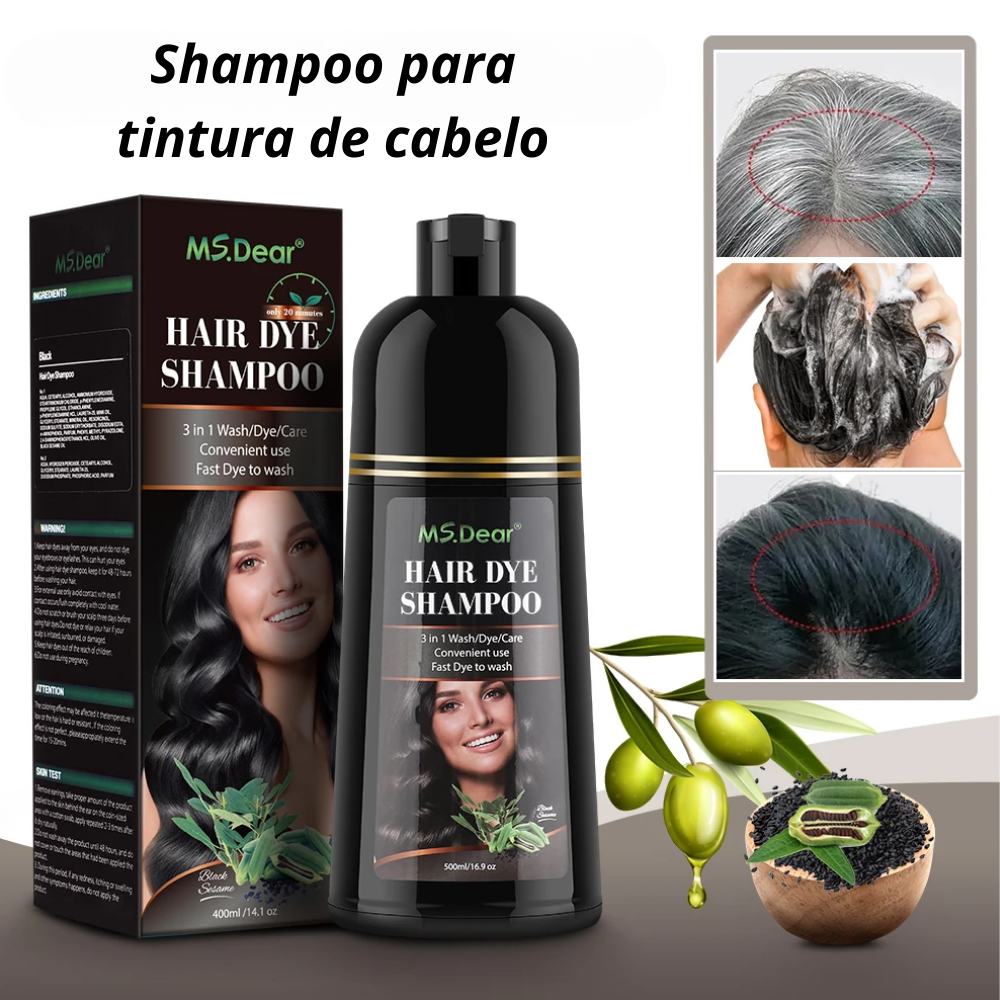 Shampoo Natural para cobrir cabelos brancos grisalhos - 500ml