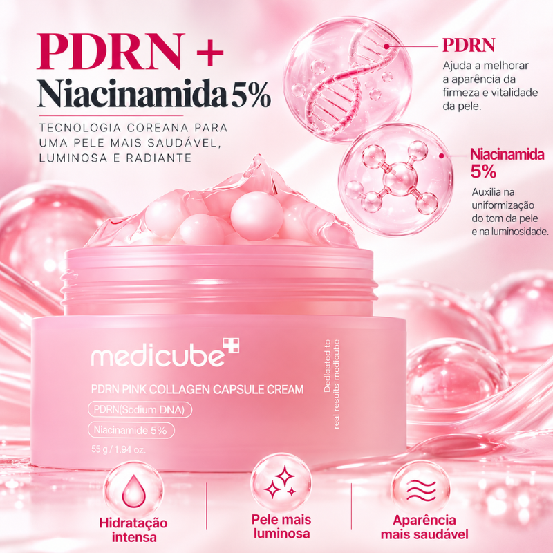 Medicube PDRN Pink Collagen Capsule Cream 55g | Creme Facial Coreano com PDRN e Niacinamida