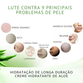 Creme Facial Natural de Aloe Vera – Tratamento para Acne, Hidratante, Reparador After Sun, Clareador e Suavizante