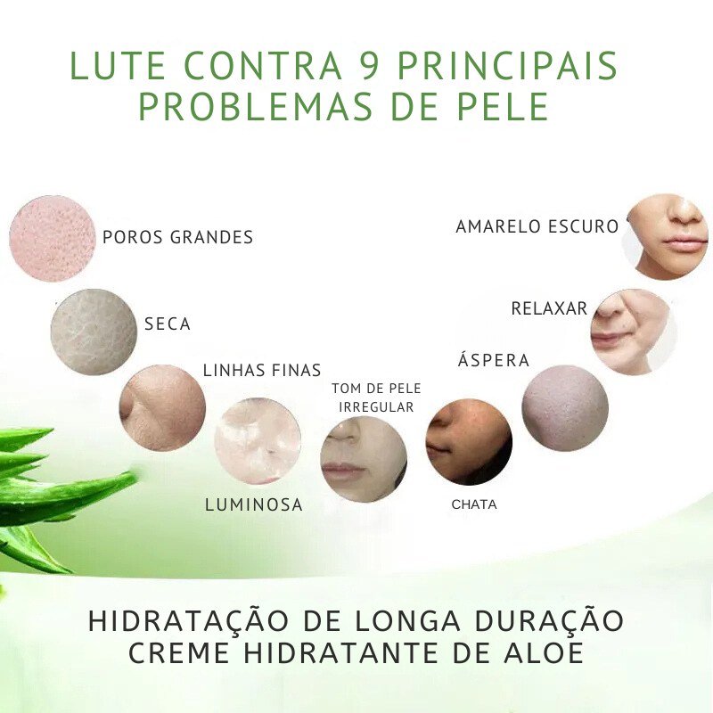 Creme Facial Natural de Aloe Vera – Tratamento para Acne, Hidratante, Reparador After Sun, Clareador e Suavizante