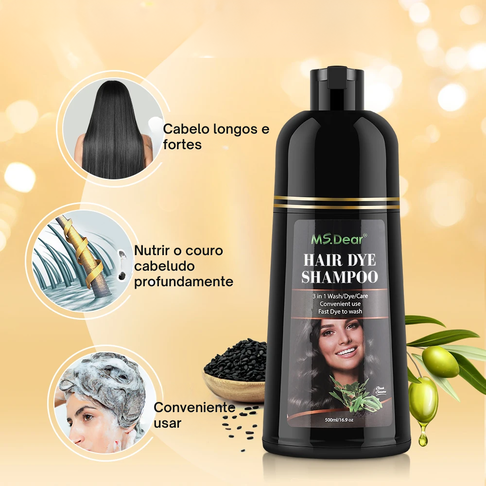 Shampoo Natural para cobrir cabelos brancos grisalhos - 500ml