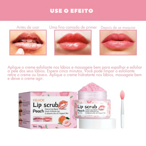 Creme Pêssego Esfoliante Labial Hidratante - Nutre e Repara a Pele Danificada dos Lábios