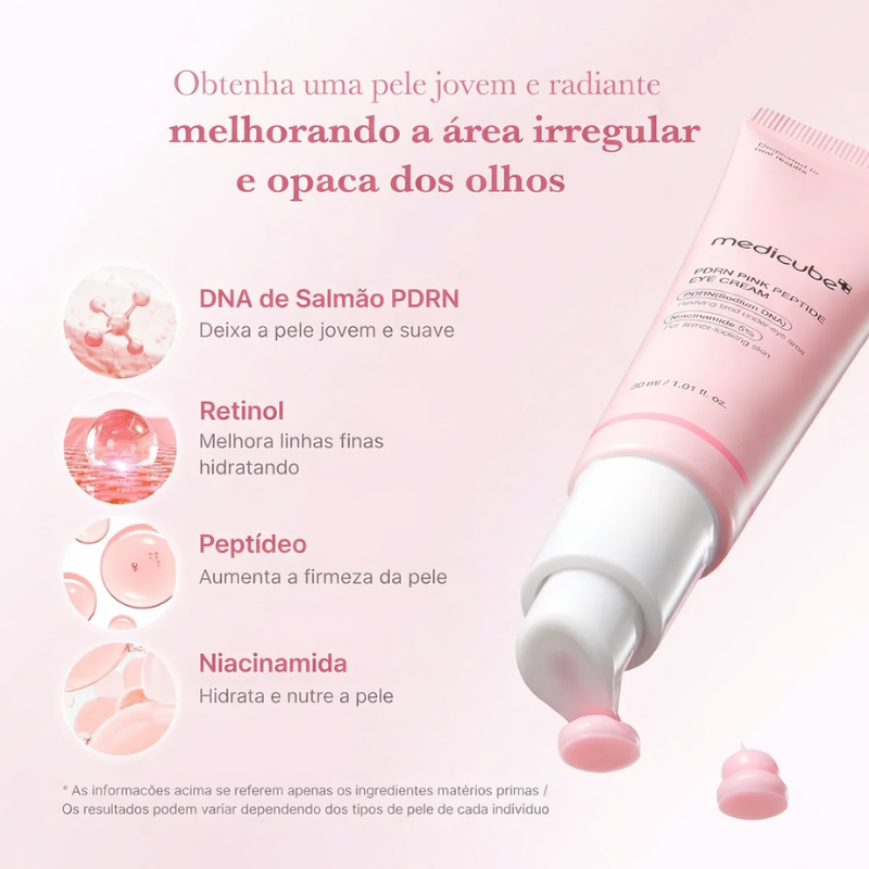 Creme para Área dos Olhos Medicube PDRN Pink Peptide Eye Cream – Rejuvenescedor, Firmador e Iluminador