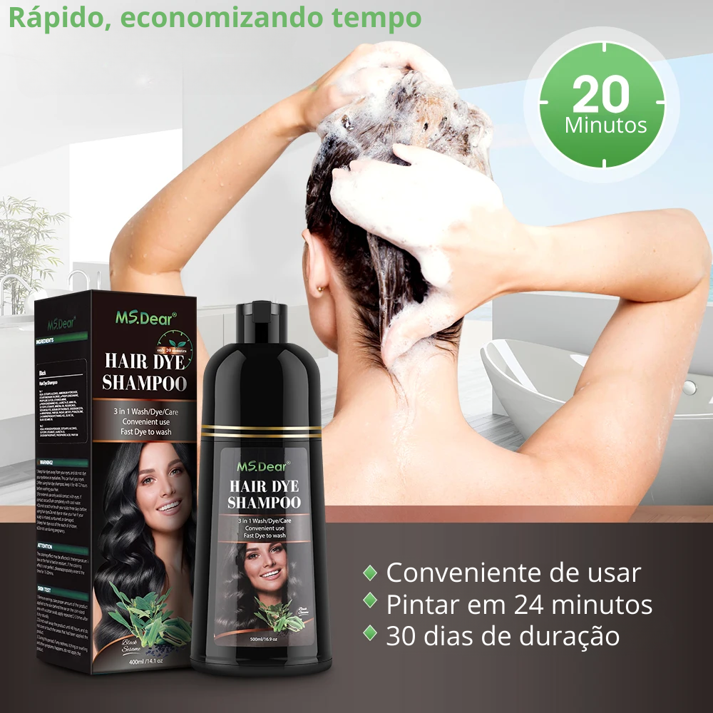 Shampoo Natural para cobrir cabelos brancos grisalhos - 500ml