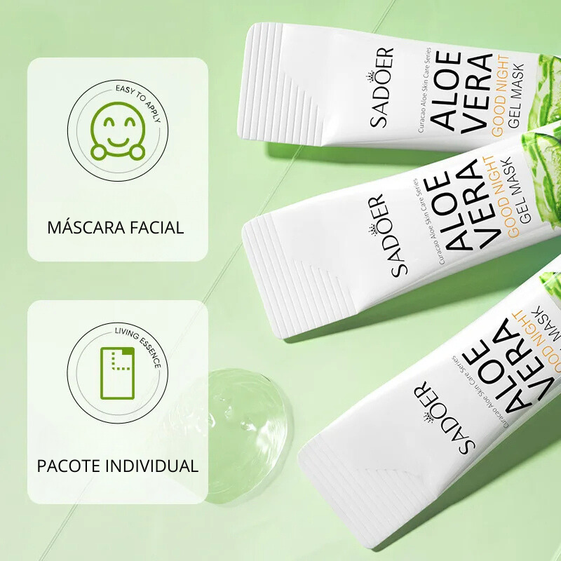 Máscara Facial Portátil de Aloe Vera - Calmante e Reparadora - 20 Unidades