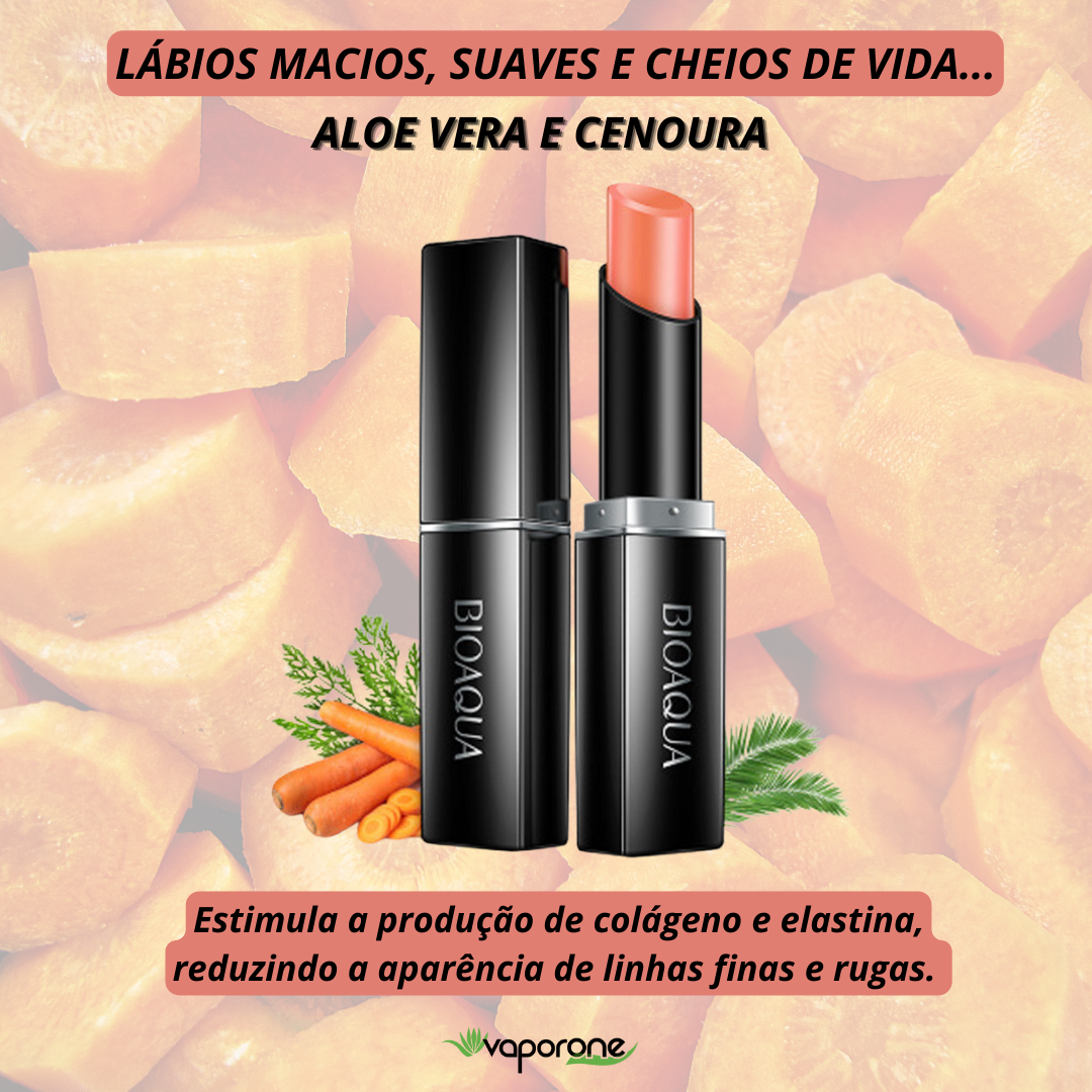 Kit Lábios Deslumbrantes - Batom Premium Vapor One Aloe Vera à Prova D'água + Batom Orgânico Cenoura com Aloe Vera