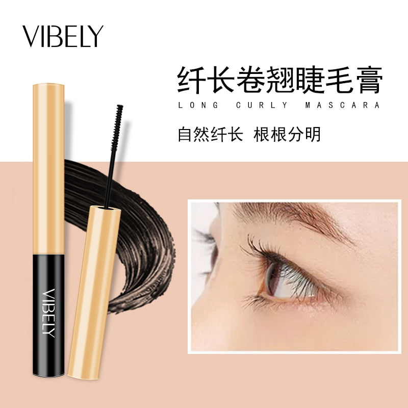 VIBELY Máscara de Cílios 4D Extensão de Volume de Rímel Impermeável Durável Alongamento Curling Grosso Black Lash