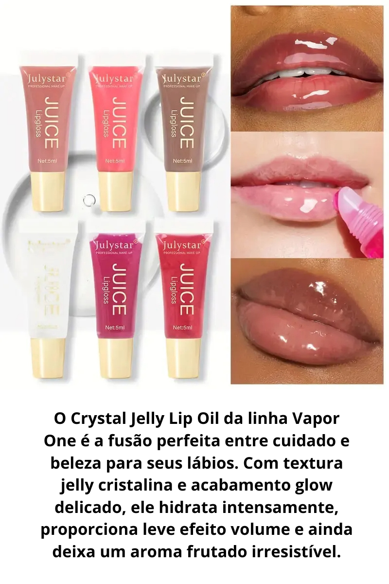 Crystal Jelly Lip Oil – Brilho Hidratante & Plumping com Aroma de Fruta [Compre 1 & Leve 2]