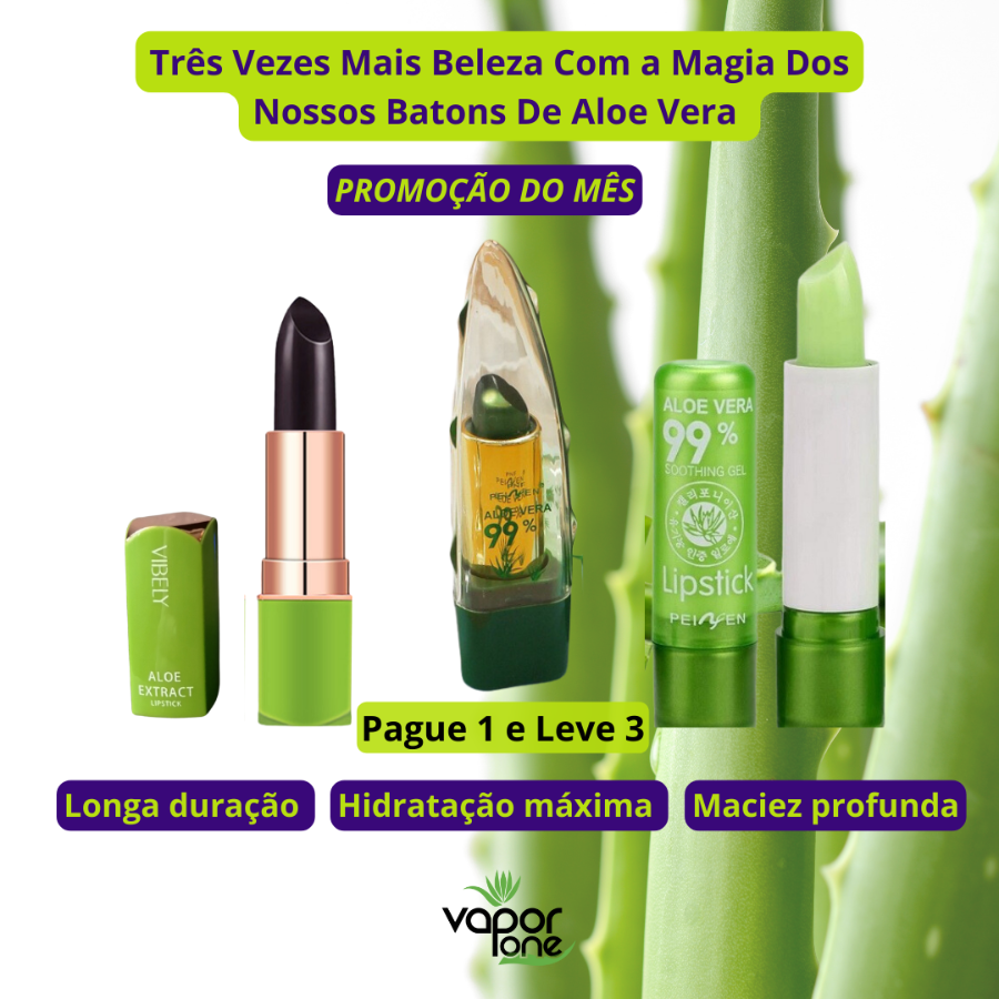 Kit de Batons de Aloe Vera Perfeitos para Arrasar! Pague 1 e Leve 3