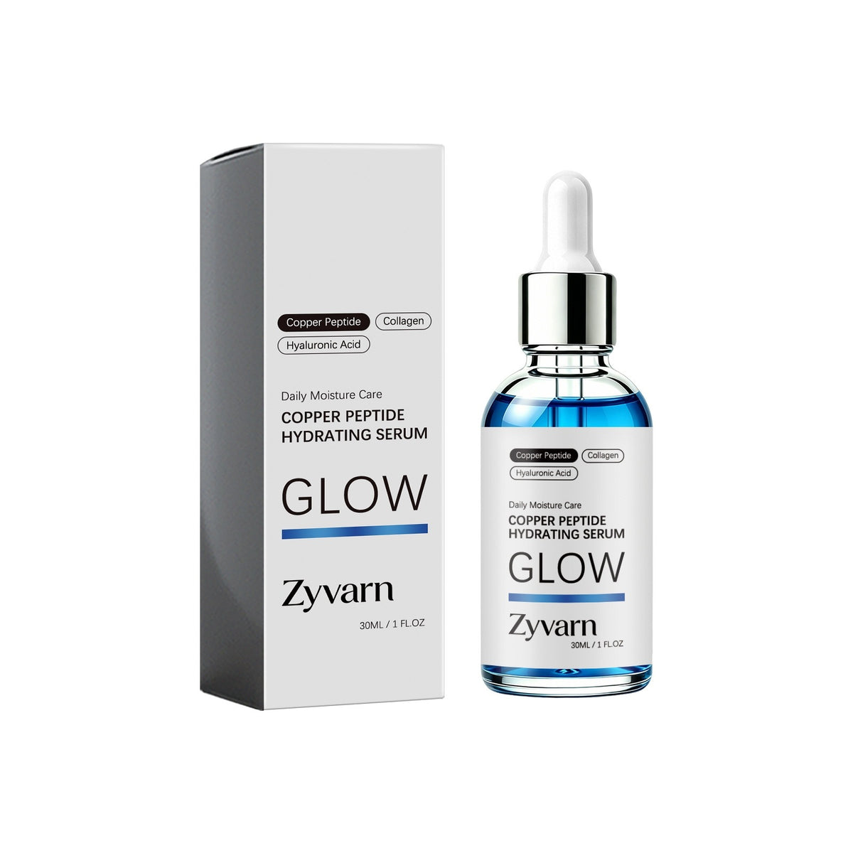 Sérum Facial com Peptídeos de Cobre e Ácido Hialurônico Zyvarn GHK-Cu 30ml