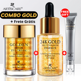 Combo Gold - Sérum Essência 24K + Creme para os olhos + Rolo massageador anti rugas