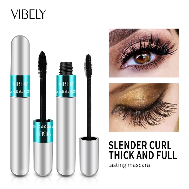 VIBELY Máscara de Cílios 4D Extensão de Volume de Rímel Impermeável Durável Alongamento Curling Grosso Black Lash